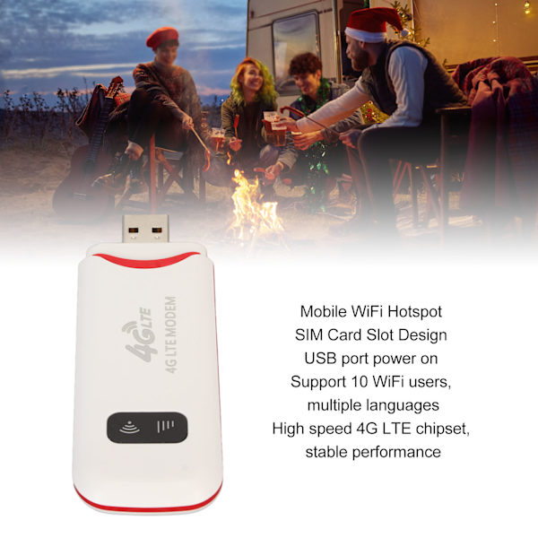 4G Mobil WiFi SIM-kort Slot 300 Mbps Oplåsning Lomme Hotspot Enhed Trådløs Netværks Router Hvid