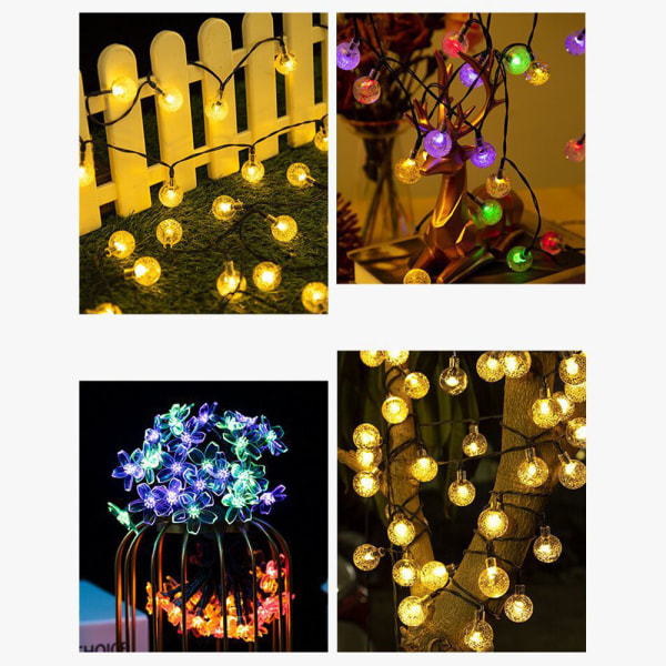 50 LED Solar String Lights Garden Crystal Ball Fairy Lights, Hom