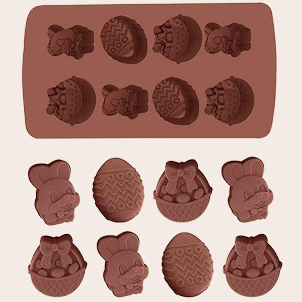 2 stk. påske silikone chokoladeforme æg kanin kurv form