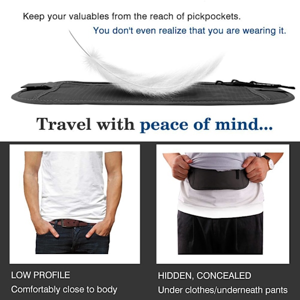 Matkarahan vyölaukku piilotettu lompakko passiraha vyölaukku Slim Secret Security Travel Bag Chest Pack