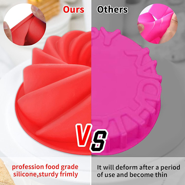 2 stk. silikone Bundt kageform, riflet pund gelébagning