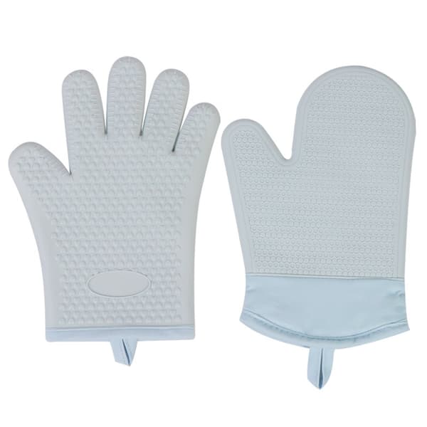 Silicone Oven Mitts: Heat Resistant Microwave Gloves for Baking (1 Pair) Blue[TT] 286 Blue