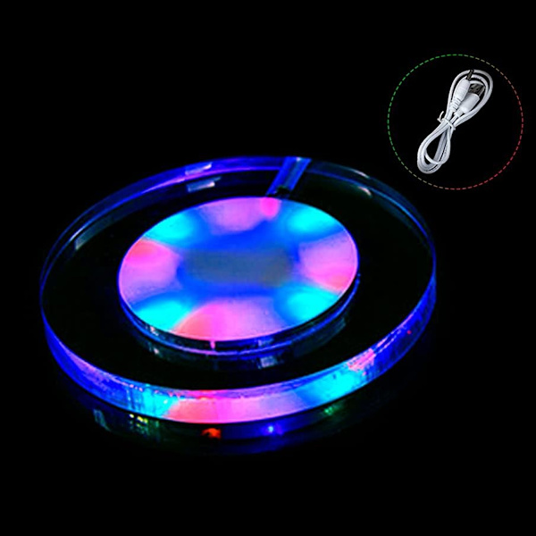 USB-oppladbar LED-coaster, flaskebelysning for drikkevarer, blinkende lyscoaster for barer, fester, bryllup, festivaler