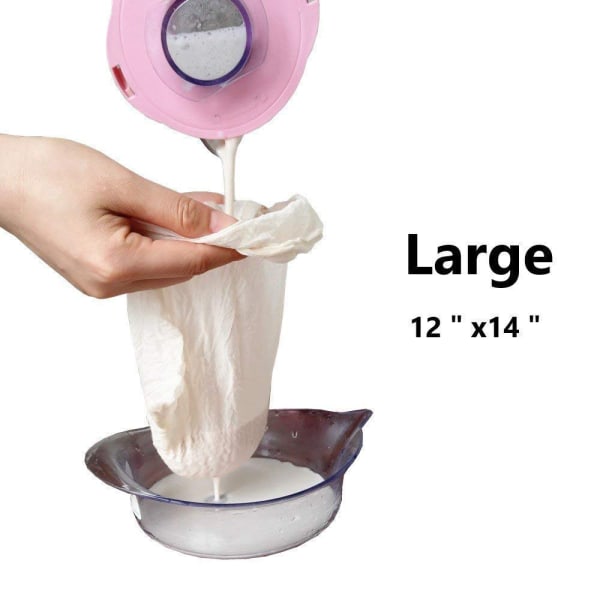 Ostedukposer, Nøttemelkssil, Cold Brew Bag, 100 % økologisk ubleket bomullsmuslinstoffposer, Gjenbrukbar yoghurt/kaffe/te/juice/vinsil, netting