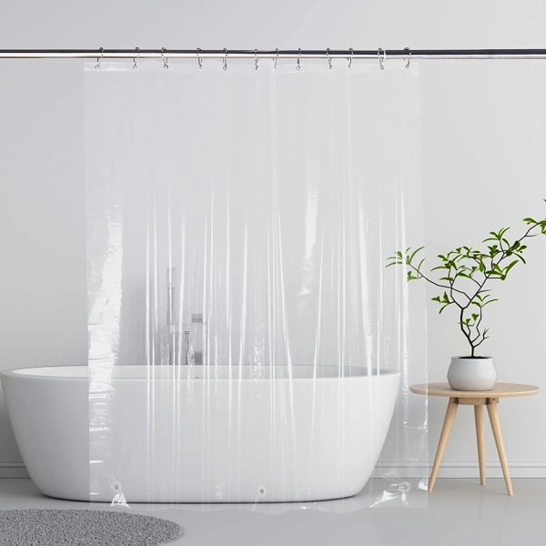 Vattentät duschdraperi i transparent plast med krok