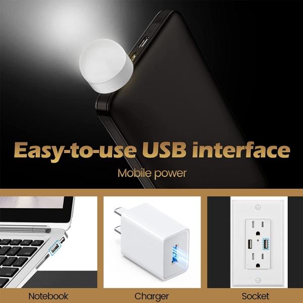 4 STK USB LED-natlys, stilfuldt og praktisk mini-natlys