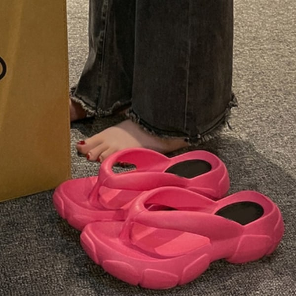 Flip-flops Flip Slides Tjock Sula Halkfria EVA Bekväma Ergonomisk Design Mjuka Sandaler för Kvinnor Flickor Rosröd 35/36