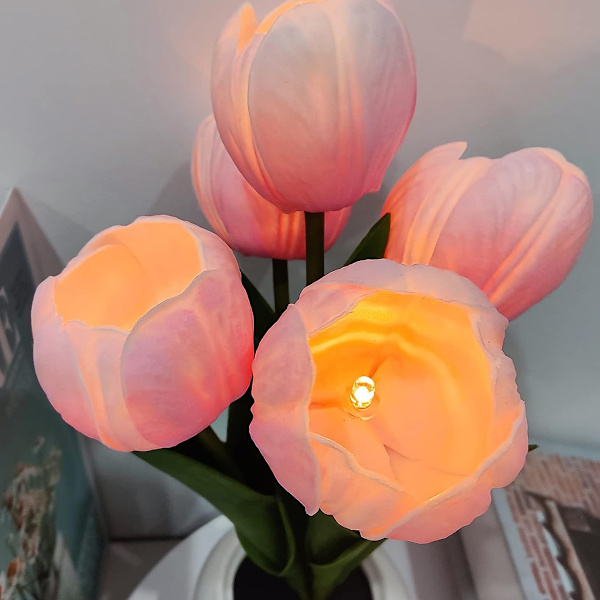 Blomsterbordslampa Tulpan Skrivbords LED Nattlampa för Hem Vardagsrumsinredning Konstgjord Blomma