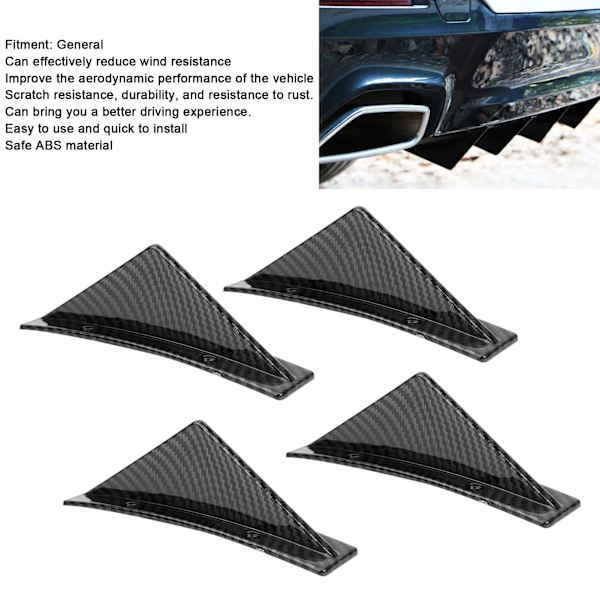 4 stk. Bagagerums Spoiler Kit Splitter med Skruer Diffusor Biltilbehør Universal Kulfiber Stil