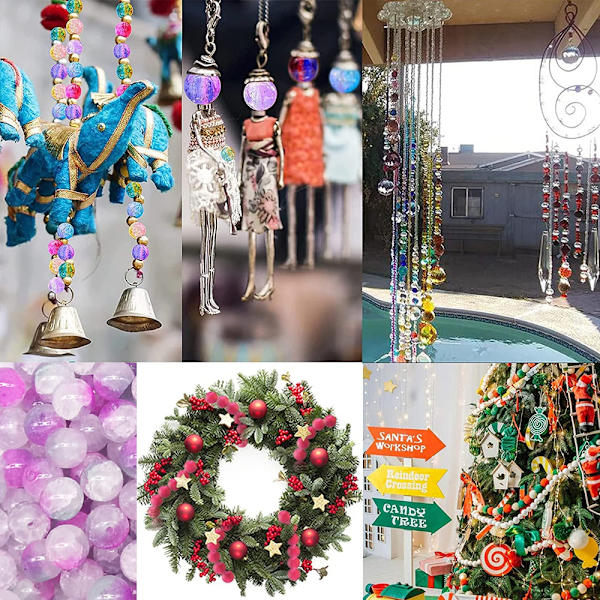 Ett paket färgade glaspärlor i sprickad jade 8mm i olika
