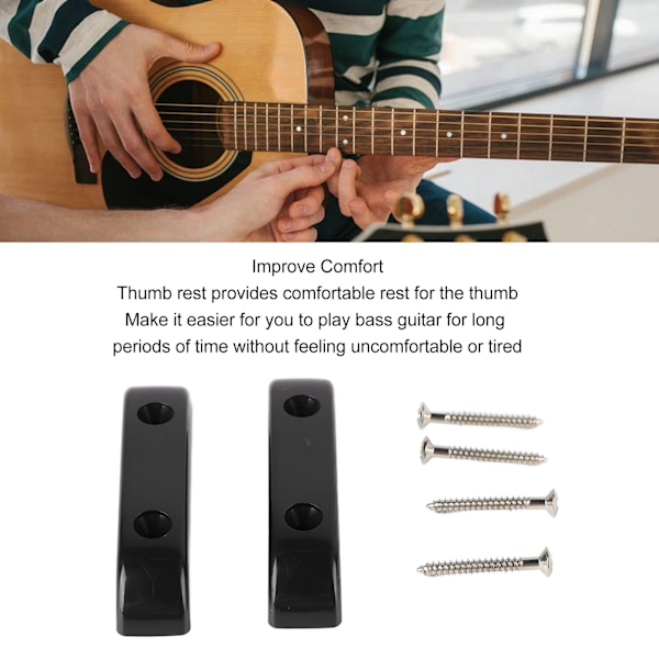 2 st Bass Tumgrepp Plast Halksäker Lätt Jazz Bass Gitarr Tumme Fingergrepp GM01 Svart