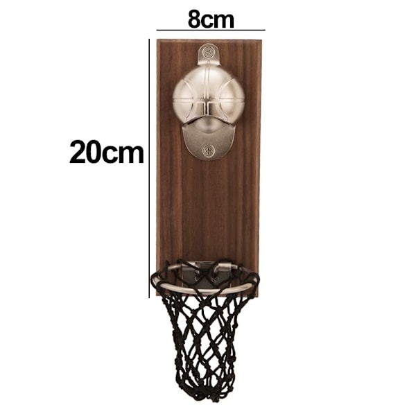Magnetisk basketball flaskeåpner, veggmontert åpner i tre