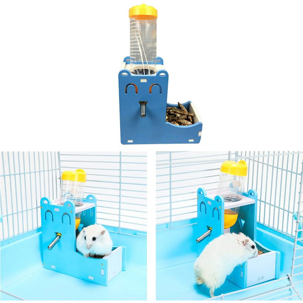 2 i 1 Hamster Hängande Vattenflaska, Automatisk Vattendispenser för Husdjur med Bas