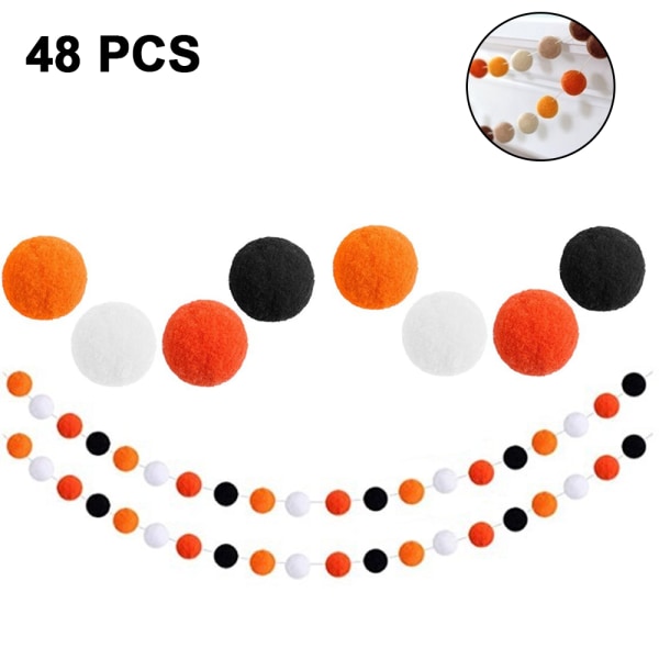 2 sets Halloween Felt Ball Garland Wool Felt Balls Garland