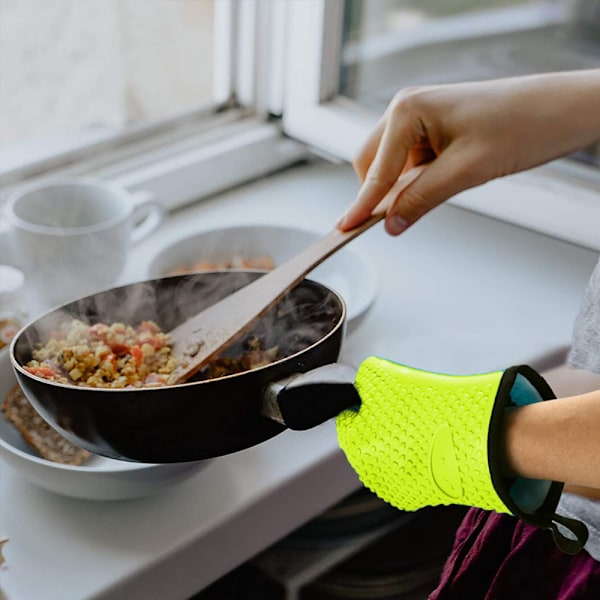 Värmebeständiga handskar BBQ kök silikon ugnshandskar, säkra