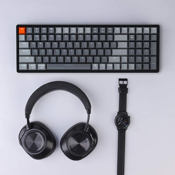 Langaton Bluetooth/ USB langallinen pelimekaaninen näppäimistö, kompakti 100 näppäimen RGB LED-taustavalaistu Gateronin ruskea kytkin N-näppäimellä, muovikehys Macille