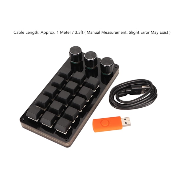 Mini tilpasset tastatur 15 taster 3 knotter programmerbar blå bryter Hot Swappable programmering makro tastatur for dataspill