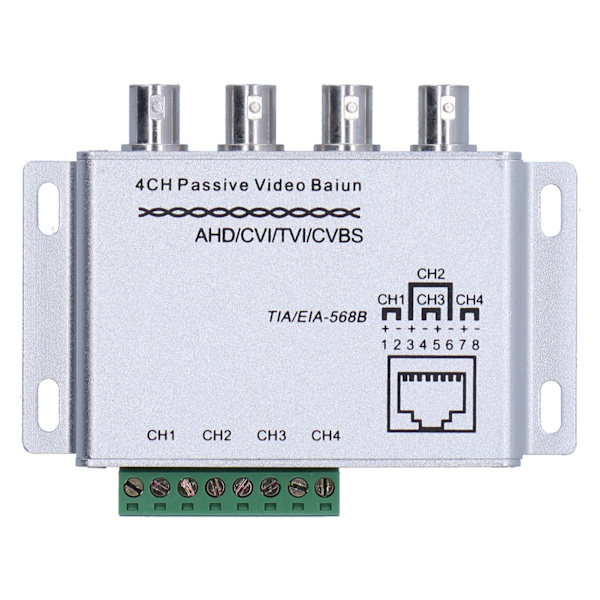 4CH AHD/CVI/TVI/CVBS Passiv Video Twisted Pair Transceiver 720P 1080P HD BNC RJ45 UTP Konverter til Balanceret Signal Balun