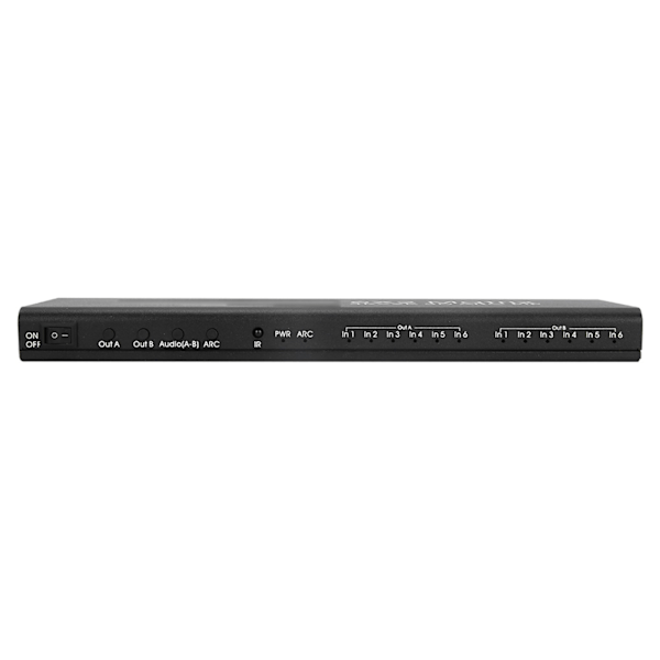 HDMI-matris 6 ingångar 2 utgångar 4K Högupplöst PinP ARC 6×2 Videoutgång Utrustning 100‑240V je