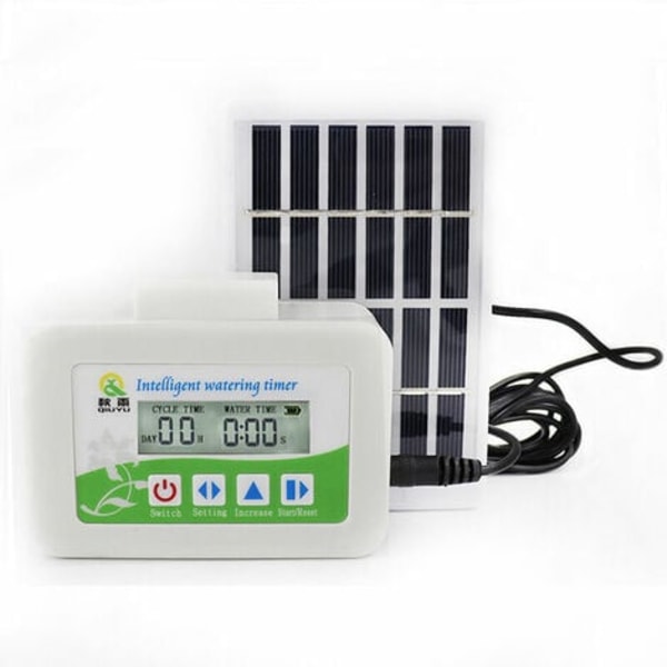 Automatisk dryppvanningssystem, solcelledrevet timer