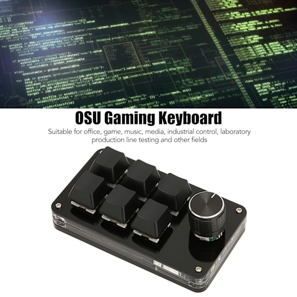 6 Key Mini Keypad med Knob USB DIY Programmerbar Tastatur OSU Gaming Tastatur til Gaming Office