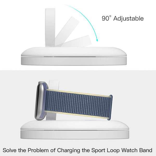 Laderstativ kompatibel med Apple Watch, bærbar ladestasjon