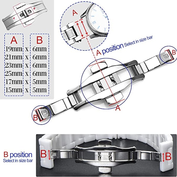 Silver Stainless Steel Watch Deployment Clasp High Finished Ergonomic Watch Buckle Replacement for Watchmaker 20