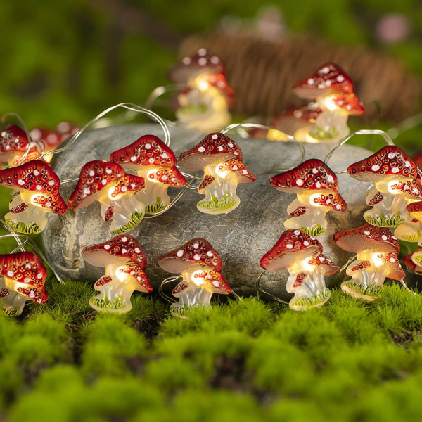 KAiSnova Mushroom Decor LED String Lights 10FT 30LEDs Batteri