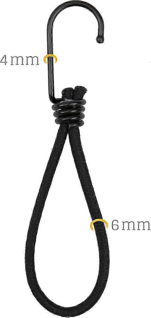 25 Professionel Elastisk Gummistrammer med Krog (Sort 130mm)