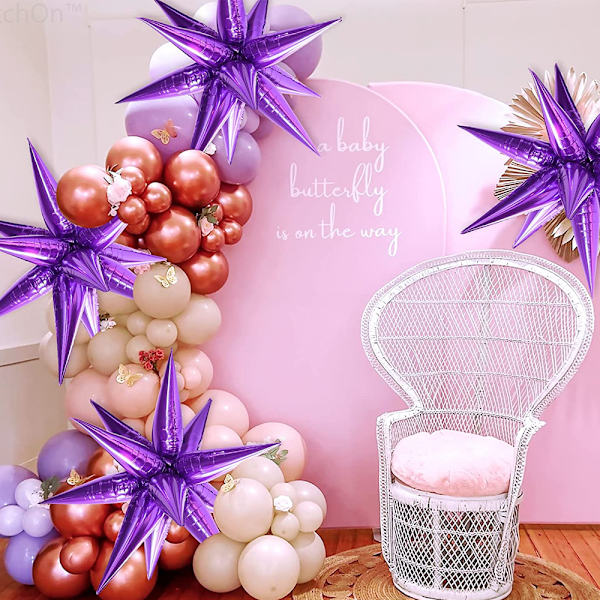 Stjerne folie balloner metallisk - 15x46cm, 50 stk, pig ballon