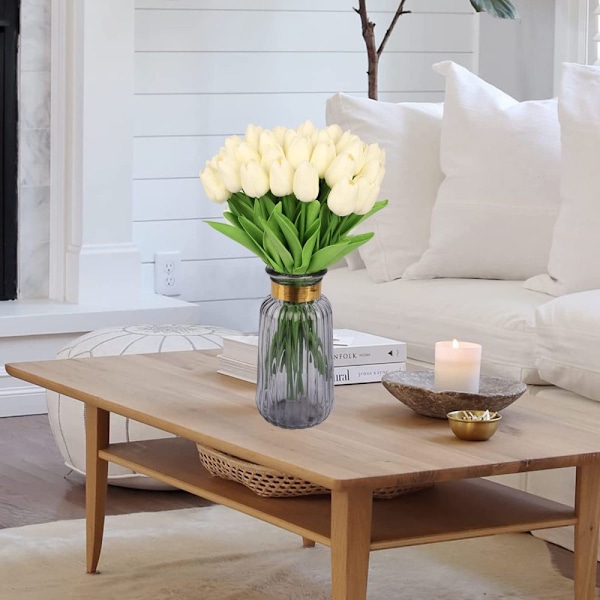 12 stk. Mini Tulipan Kunstige Blomster - Hvid