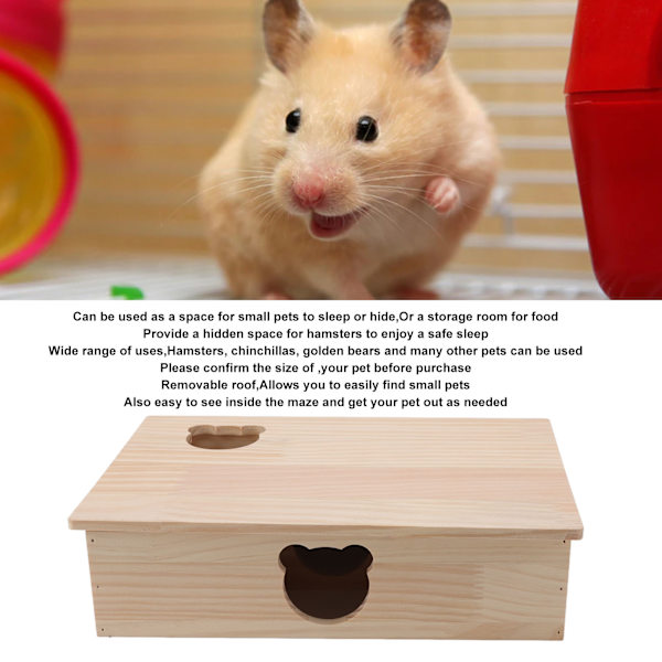 Hamsterhus Holdbar Træstamme Flytbart Tag 6 Soveværelser Kæledyr Skjulested Hus til Kæledyr Sover og Bevæger Sig