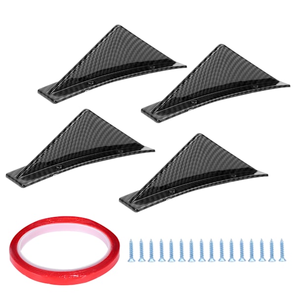 4 stk. Bagagerums Spoiler Kit Splitter med Skruer Diffusor Biltilbehør Universal Kulfiber Stil
