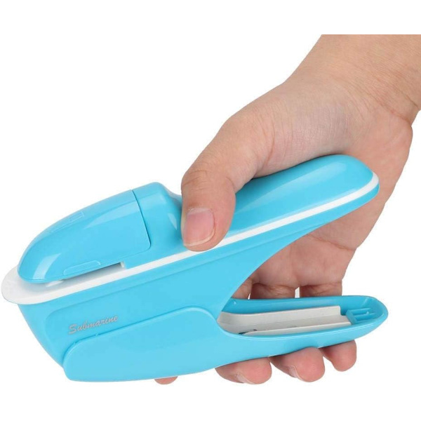 Stapler - ABS-niititön niittaaja Kirjan paperi Niititön niittaaja Käsin kirjansidonta Yhden käden työkalu (sininen)