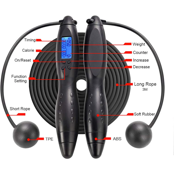 Vægtet hoppetov med tæller til træning, justerbar