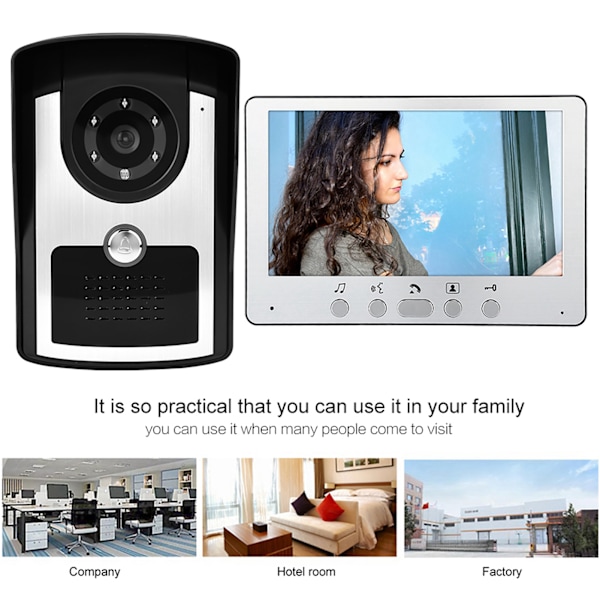 7inch TFT Wire Visual Doorbell Intercom Video Door Bell Home Security EU Plug 110V-240V