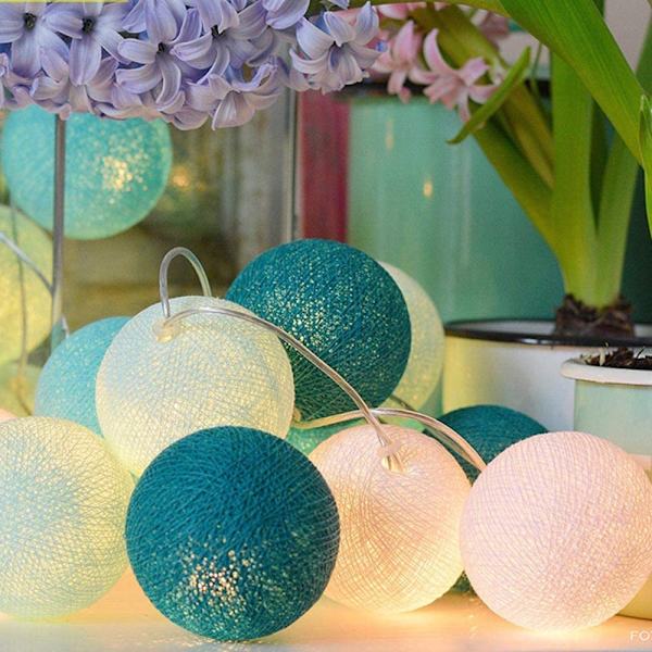 Bomullsboll Ljusslinga - 3,8M 20 LED Klot Ljusslingor med S