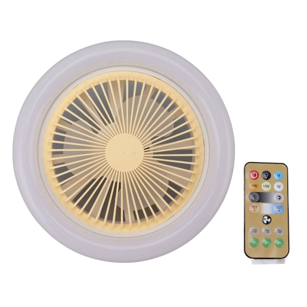 10,2 tommers 30W E27 LED Takvifte med Lys Fjernkontroll 3 Nivåer Vindhastighet 3 Farger Stille Innkapslet Takvifte 85‑265V Gul