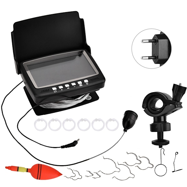 110-240V Undervattenkamera med Monitor 15m 1000TVL Fisksökare Fiske 4.3in LCD(EU-kontakt)