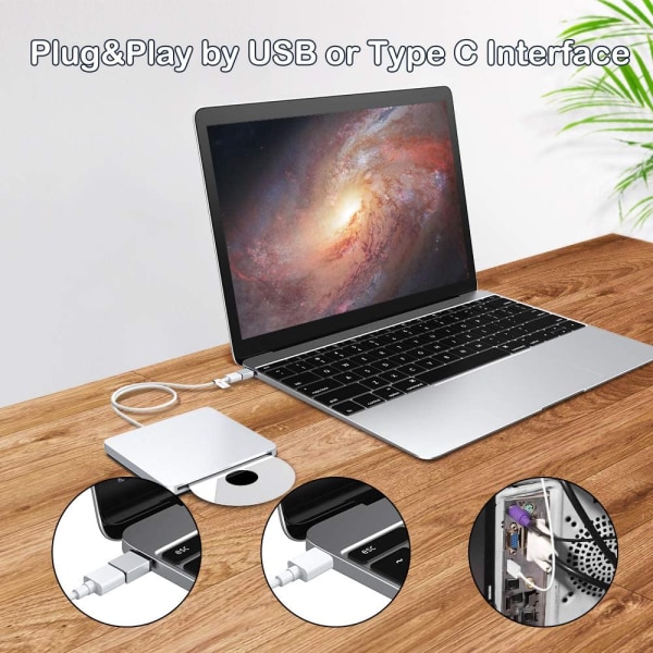 USB C Type-c Ultraohut ulkoinen DVD-asema/poltin/optinen asema CD RW DVD RW Superdrive Disc Duplicator