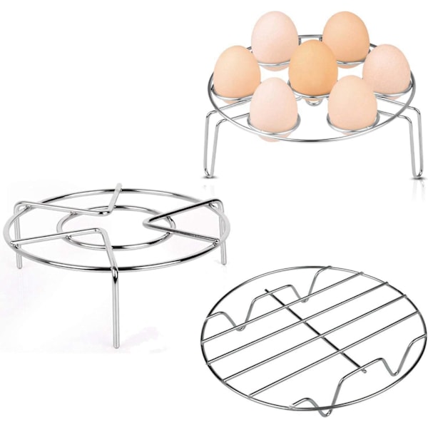 Rustfritt stål dampstativ for Instant Pot matlaging Trivet Rack Holder Egg Steamer Basket Trivet matstativ Air Fryer Rack for trykkoker, sett med