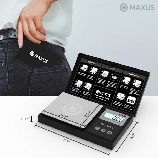 MAXUS Elite presisjonslommevekt 200 g x 0,01 g