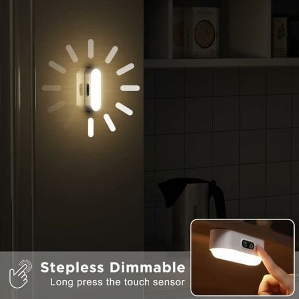 LED-touchlampa med magnetisk dimning, USB-laddningsbar 2000 mAh med 5 olika lampor för skåp, sängbord etc.