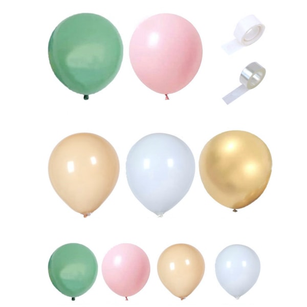 Sage Green Balloon Kit - Peach White and Gold Latex Balloons Arc