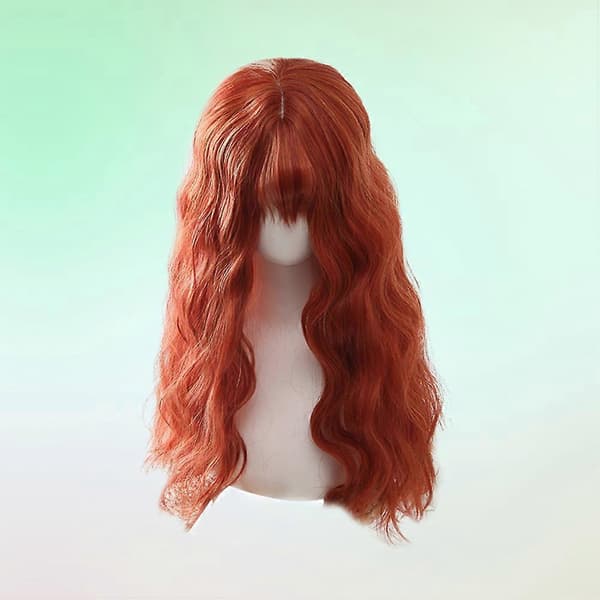 Peruker för kvinnor Spetsfrontperuk Lockig Lång Design Cosplay Temafest Justerbar Storlek Högtemperaturfiber Orange 1 set