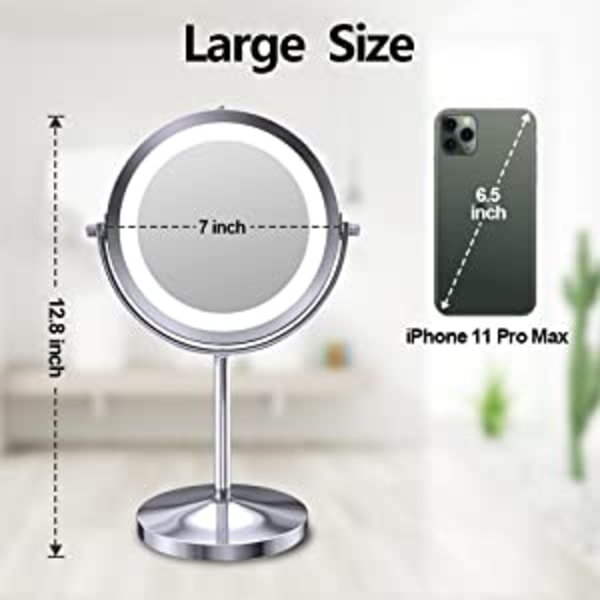 Lighted Makeup Mirror, 10x Magnifying Double Sided LED Vanity