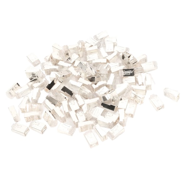 100 stk RJ45 CAT6e Pass Through-kontakter Ren kobber Skjermet Plug and Play 8P8C Ethernet-kabel Krympeender Sølvbelagt
