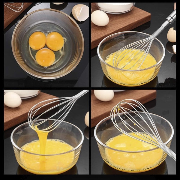 Piskerissæt, æggepisker i rustfrit stål til madlavning (sæt med 2)