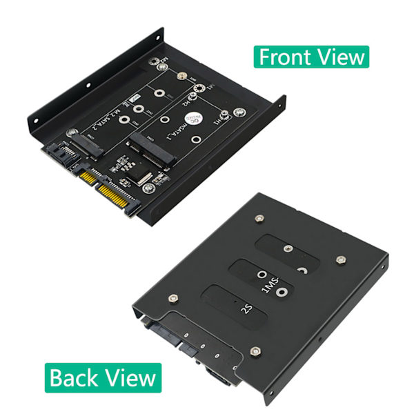 SATA-sovitin 2-in-1 MSATA/M2 NGFF SSD -kaksoisportti SATA3 -muuntimeen 3,5 tuuman kiintolevyllä, tietokoneen lisävarusteet