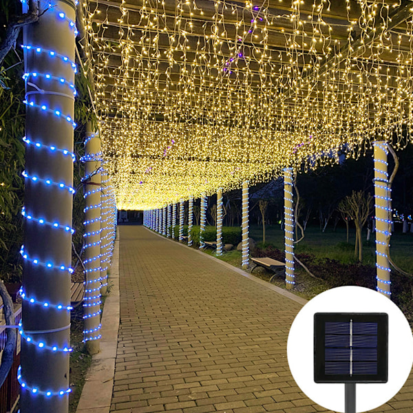 Solcellslinga, 72ft 200 LED 8 mönster för utomhus inomhus Hom